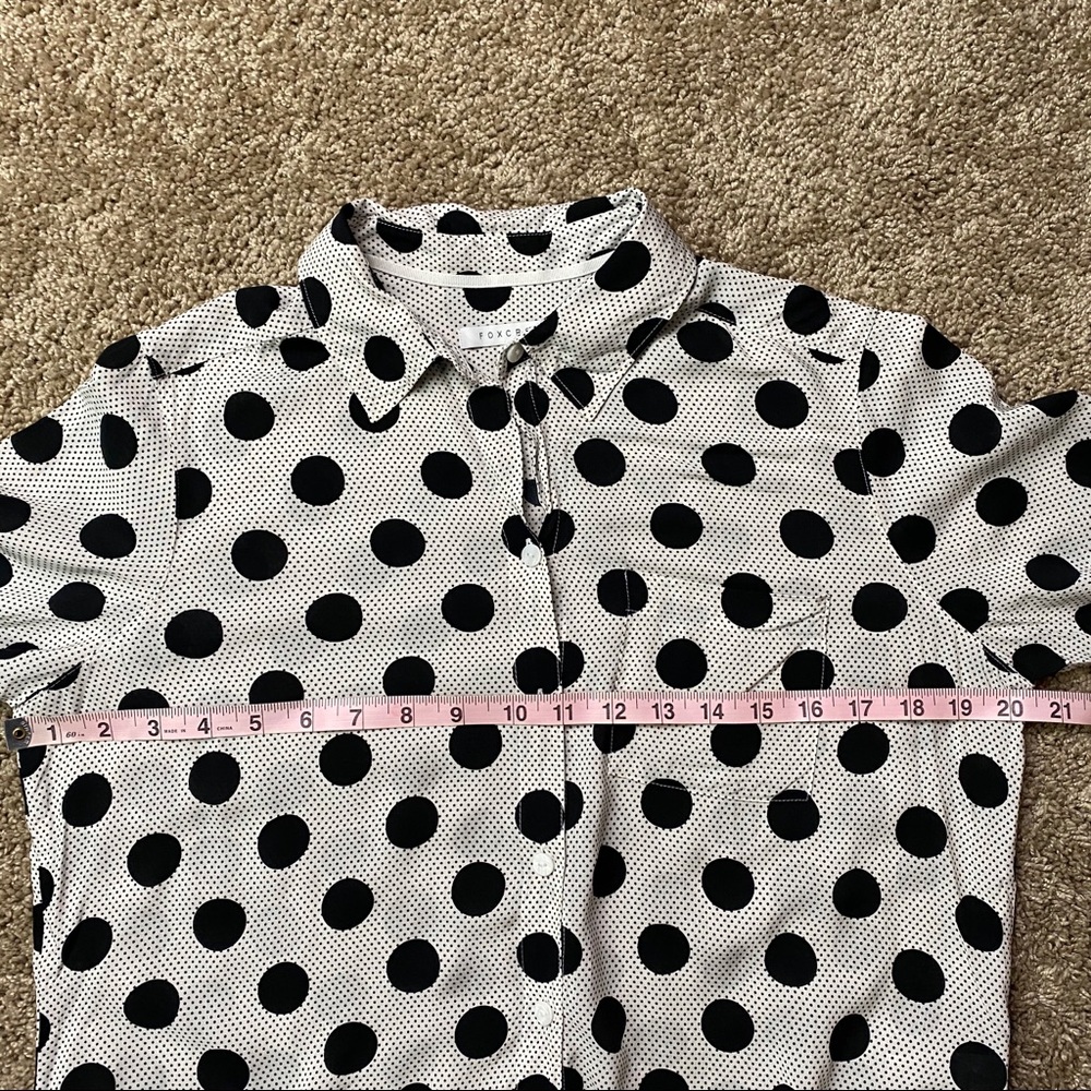 Foxcroft Polka Dot Button-Down Blouse Sz 4 - Picture 6 of 8